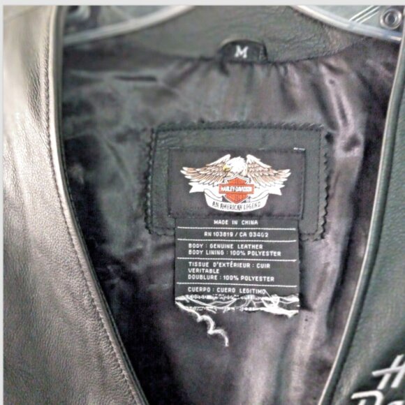 Authentic Harley-Davidson Mens Leather Vest Sz M Black Eagle Patch Thick Leather - Picture 6 of 13